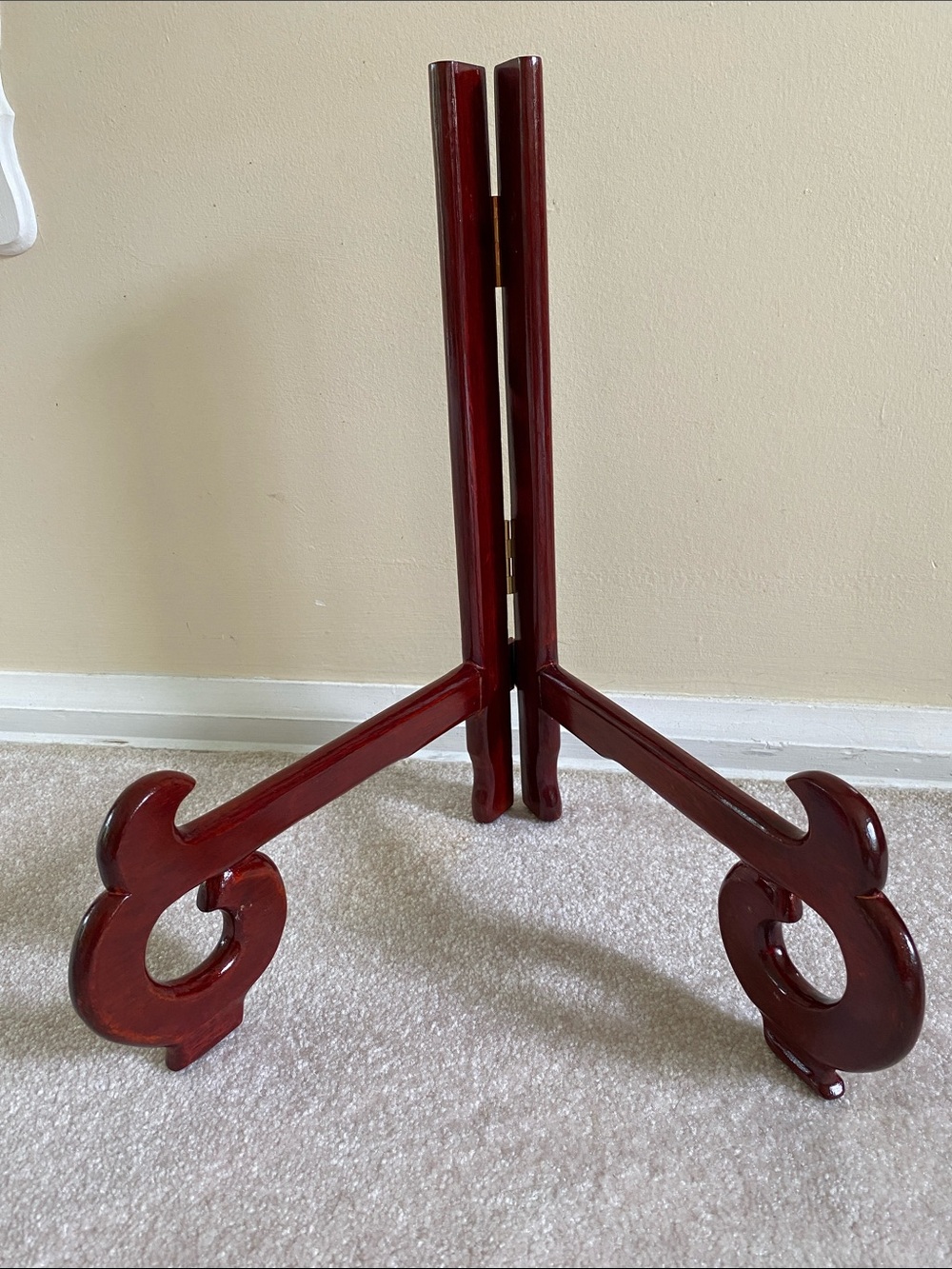 14" Easel Plate Holder Wooden Folding Display Stand Cherry Color